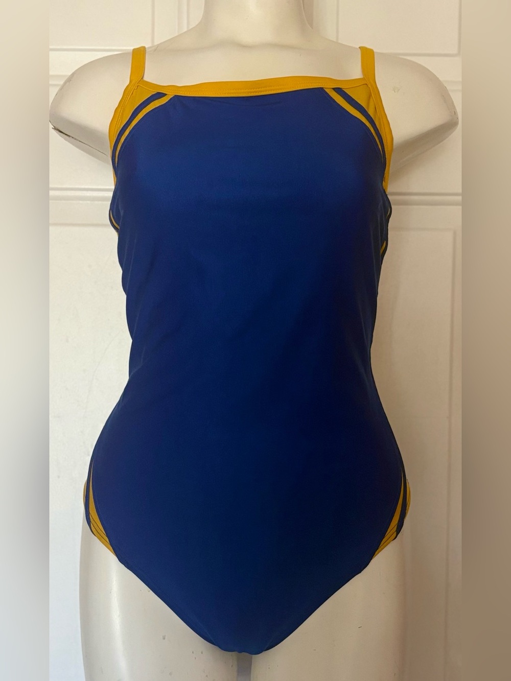 Waterpro Blue/Gold One Piece Swimsuit Women’s size 38/XL US